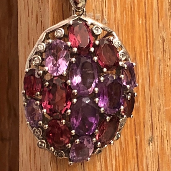 NWOT Sterling Silver Amethyst & Rhodolite Garnet Necklace - Picture 1 of 8
